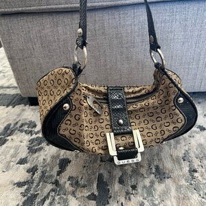 Guess Leopard Print Tan and Black Shoulder Bag